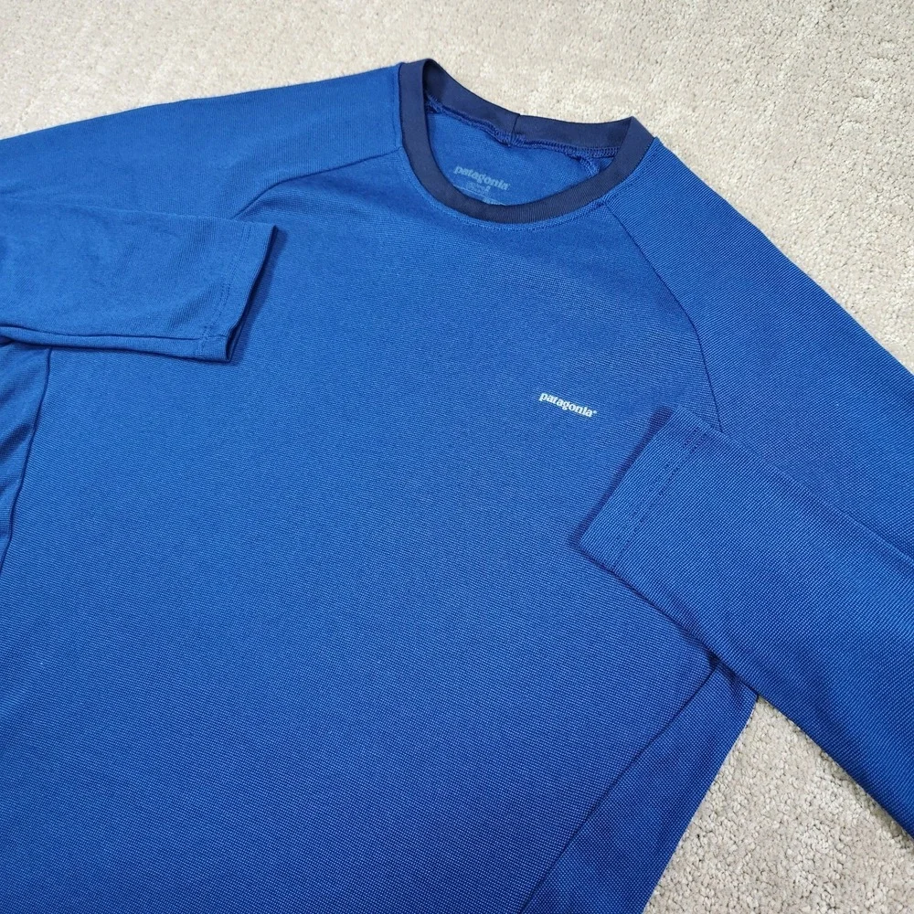 Patagonia‎ Capilene Shirt Men Medium Blue Lightweight Base Layer Outdoor Hiking
